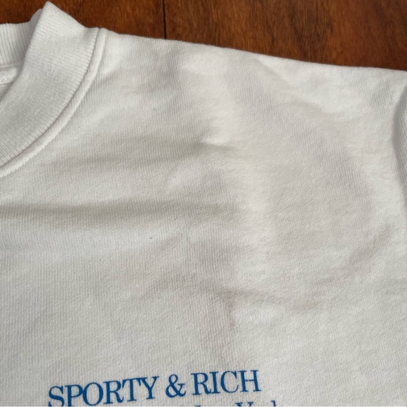NEW SPORTY & RICH DRINK MORE WATER WHITE CREWNECK SWEATSHIRT SZ EXTRA SMALL XS - Picture 7 of 8
